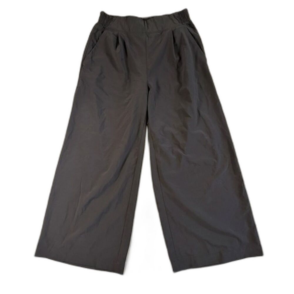 Athleta Black Wide Leg Cropped Pants Size 0 Pull On Stretch Travel Trousers